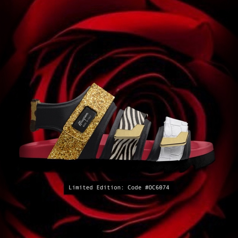 Gold and Zebra Pattern Sandals